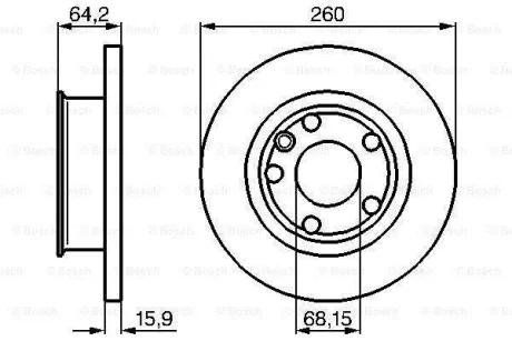Диск гальмівний передн лів/прав VW CALIFORNIA T4 CAMPER, TRANSPORTER T4 1.8-2.5D 07.90-06.03 BOSCH 0 986 478 547