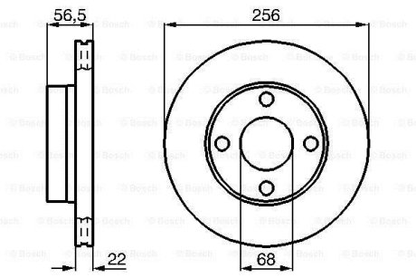 Диск гальмівний (передній) Audi 80 91-94 (256x22) (з вентиляцією) BOSCH 0 986 478 550