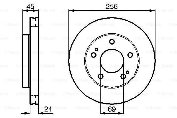 Диск гальмівний передн лів/прав DODGE AVENGER MITSUBISHI ECLIPSE I, ECLIPSE II 2.0/2.5 04.91-12.07 BOSCH 0 986 478 708 (фото 1)
