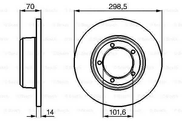Диск гальмівний передн лів/прав LAND ROVER 110/127, 90 I, DEFENDER, DISCOVERY I, RANGE ROVER I 2.0-4.0 07.70-02.16 BOSCH 0 986 478 827 (фото 1)