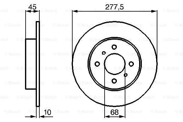 Диск гальмівний задн лів/прав NISSAN PRIMERA 1.6-2.0LPG 06.96-07.02 BOSCH 0 986 479 105 (фото 1)