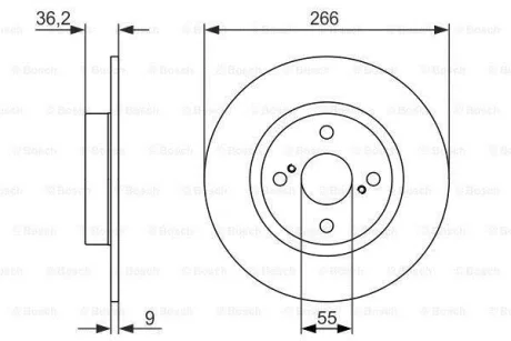 Диск гальмівний задн лів/прав TOYOTA CARIBE, COROLLA, SPRINTER CARIB 1.4-2.0D 05.92-08.03 BOSCH 0 986 479 335