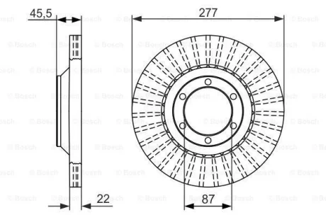 Диск гальмівний передн лів/прав HYUNDAI GALLOPER I, GALLOPER II, SANTA FÉ I 2.0D-3.0 08.91-03.06 BOSCH 0 986 479 702