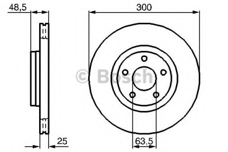 Диск гальмівний (передній) Ford Focus 04-/Kuga 08-/Transit Connect 13- (300x25) BOSCH 0 986 479 C52 (фото 1)