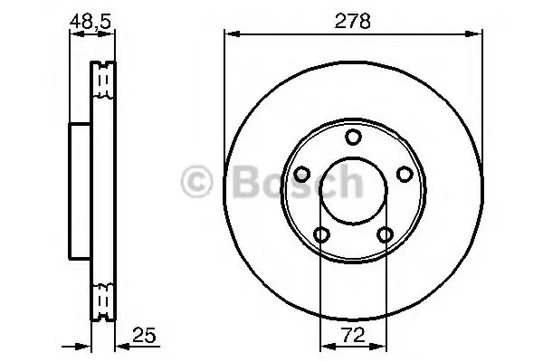 Диск гальмівний передн лів/прав VOLVO C30, S40 II MAZDA 3, 5 1.3-2.2D 10.03- BOSCH 0 986 479 C68 (фото 1)