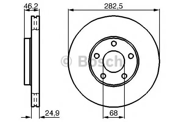 Диск гальмівний передн лів/прав FORD USA FUSION VW PASSAT B3/B4, PASSAT B5 1.6-2.8 03.96-08.13 BOSCH 0 986 479 C81 (фото 1)