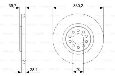 Диск гальмівний (передній) Jeep Cherokee 13-(330x28) BOSCH 0 986 479 C82