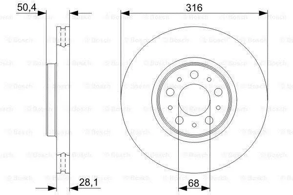 Диск гальмівний передн лів/прав VOLVO S60 I, V70 II, XC90 I 2.0-4.4 11.99-12.14 BOSCH 0 986 479 C85 (фото 1)