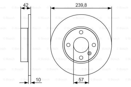 Диск тормозной (задний) Opel Astra G/H 98-/Meriva A 03- (239.8x10) BOSCH 0 986 479 S52 (фото 1)