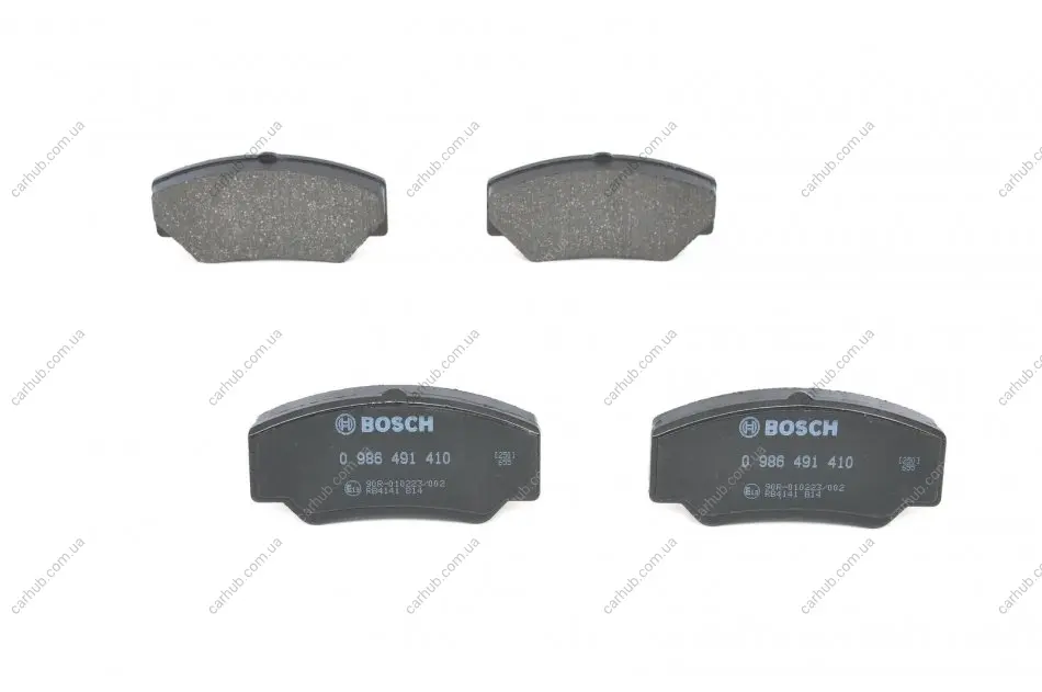 Комплект гальмівних колодок передн, FORD TRANSIT 1.6/2.0/2.5D 09.85-09.92 BOSCH 0 986 491 410 (фото 1)