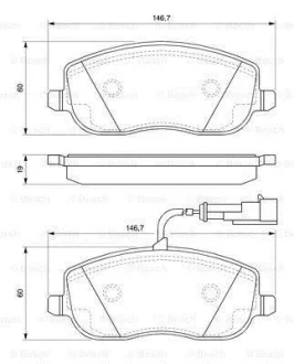 Комплект гальмівних колодок передн, FIAT CROMA, SCUDO PEUGEOT 807 1.9D-2.4D 02.96- BOSCH 0 986 494 068