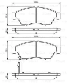Комплект гальмівних колодок передн, SUZUKI LIANA 1.3-2.3 07.01- BOSCH 0 986 494 238