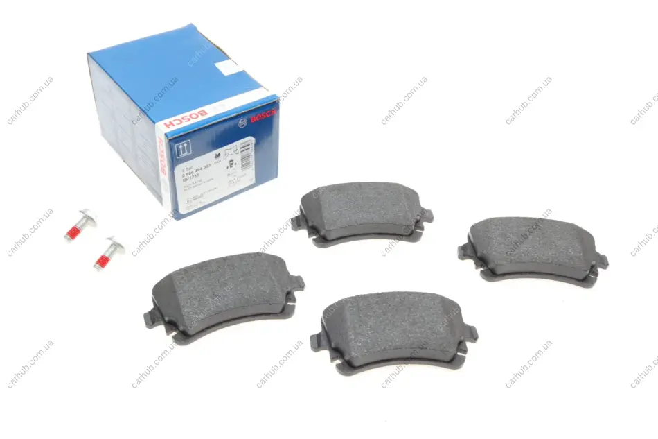 Комплект гальмівних колодок задн, AUDI A4 B6, A4 B7, A6 ALLROAD C6, A6 C5, A6 C6, A8 D3 BENTLEY CONTINENTAL, CONTINENTAL FLYING SPUR VW CALIFORNIA T6 CAMPER, MULTIVAN T6 2.0-6.0ALK 07.02-08.24 BOSCH 0 986 494 303 (фото 1)