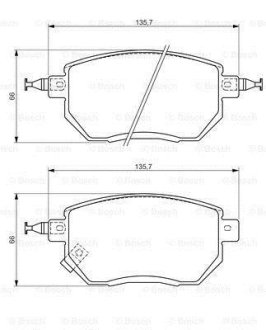 Колодки гальмівні (передні) Nissan Murano/Infiniti FX 35/45 03- 0 986 494 366 BOSCH 0986494366