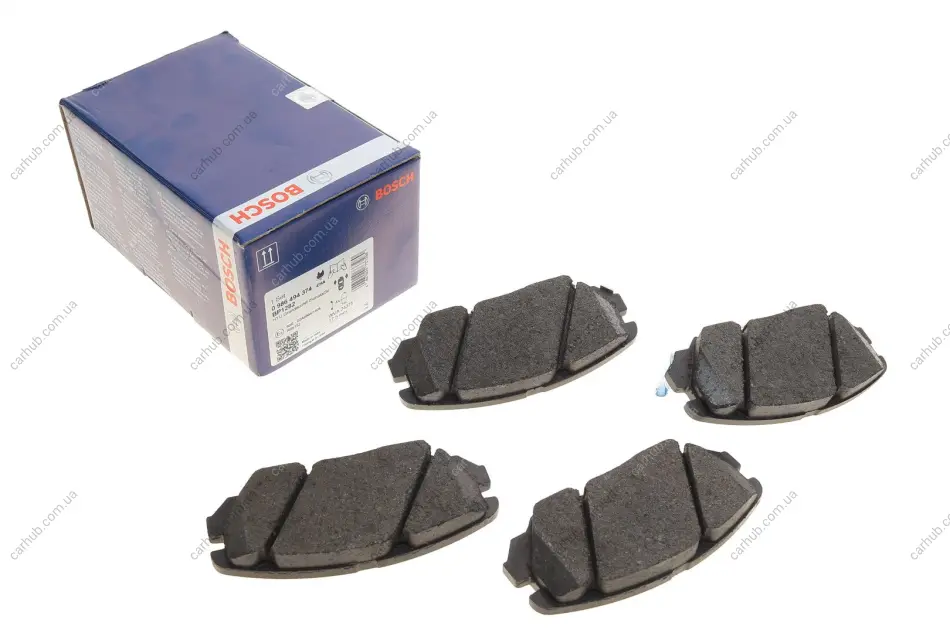 Комплект гальмівних колодок передн, HONDA CIVIC VIII HYUNDAI GRANDEUR, SONATA V KIA OPIRUS 1.6-3.8 01.05-05.13 BOSCH 0 986 494 374 (фото 1)