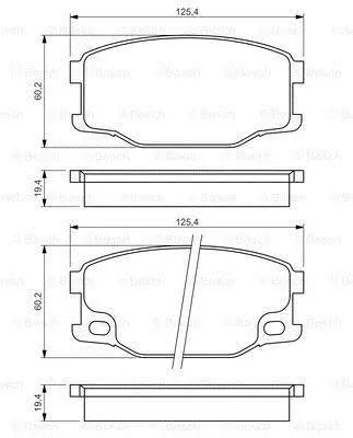 Комплект гальмівних колодок передн, MITSUBISHI CANTER VI (FE5, FE6, FB5, FB6) 2.8D/3.0D/3.9D 05.96- BOSCH 0 986 494 442 (фото 1)