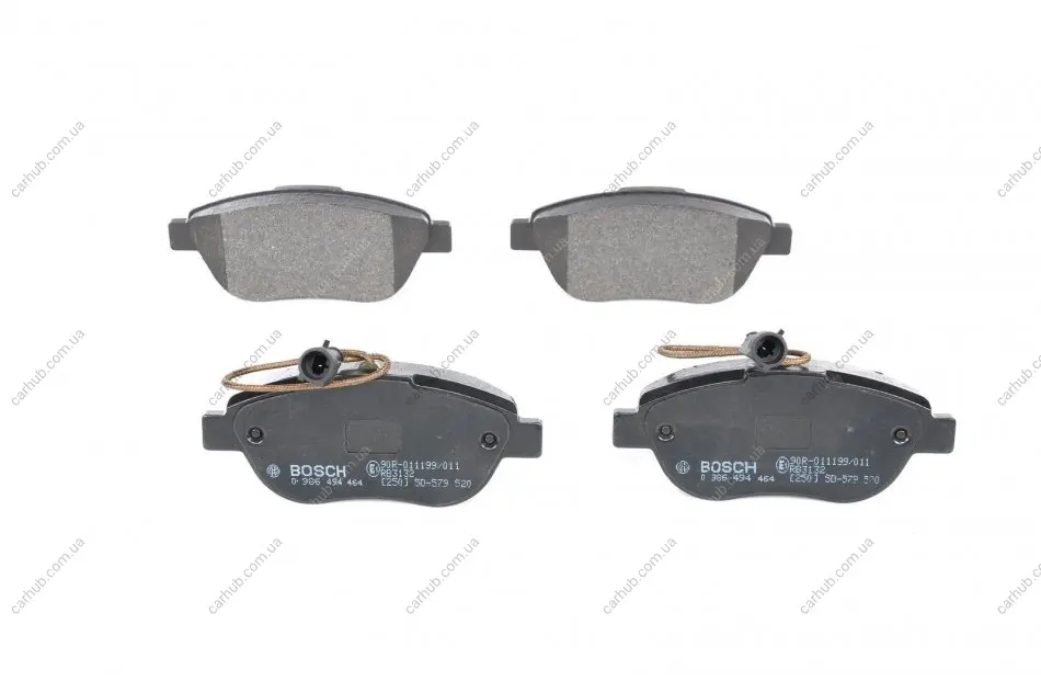Колодки гальмівні (передні) Fiat Doblo 01-/Opel Combo 1.4-1.6CDTI 12- (з датчиком) BOSCH 0 986 494 464 (фото 1)