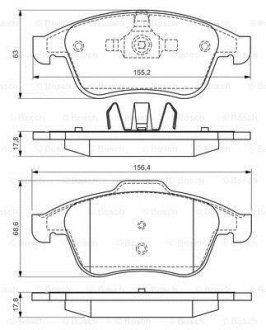 Колодки гальмівні (передні) Renault Laguna III 07-/Scenic III 08- 0 986 494 556 BOSCH 0986494556