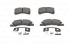 Комплект гальмівних колодок передн, DAIHATSU CUORE VI, CUORE VII, SIRION, TREVIS MITSUBISHI MIRAGE / SPACE STAR VI, MIRAGE VI SUZUKI IGNIS II 0.7-1.5 03.03- BOSCH 0986494610 (фото 6)