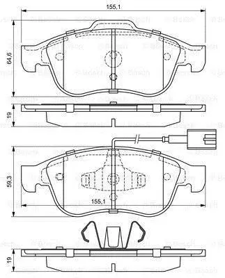 Комплект гальмівних колодок передн, MERCEDES CITAN TOURER (W420), CITAN/MINIVAN (W420), T (MPV) ALFA ROMEO GIULIETTA 1.3-2.0D 04.10- BOSCH 0 986 494 680 (фото 1)