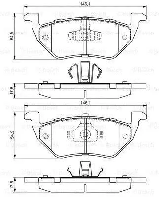 Комплект гальмівних колодок задн, FORD MAVERICK FORD USA ESCAPE MAZDA TRIBUTE 2.0-3.0 03.00- BOSCH 0 986 494 683 (фото 1)