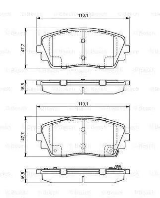 Комплект гальмівних колодок передн (з шумопоглинаючою пластиною), KIA PICANTO II 1.0/1.0LPG/1.2 05.11-03.17 BOSCH 0 986 494 688 (фото 1)