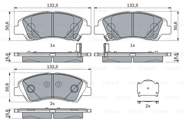 Комплект гальмівних колодок передн, HYUNDAI I10 I, I10 II, I10 III 1.0/1.0LPG/1.2 01.11- BOSCH 0 986 494 760 (фото 1)