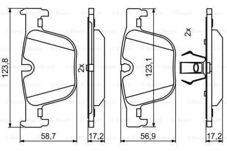 Колодки гальмівні (задні) BMW 3 (F30/F31/F34/F80)/4 (F32/F36/F82) 11- 0 986 494 786 BOSCH 0986494786