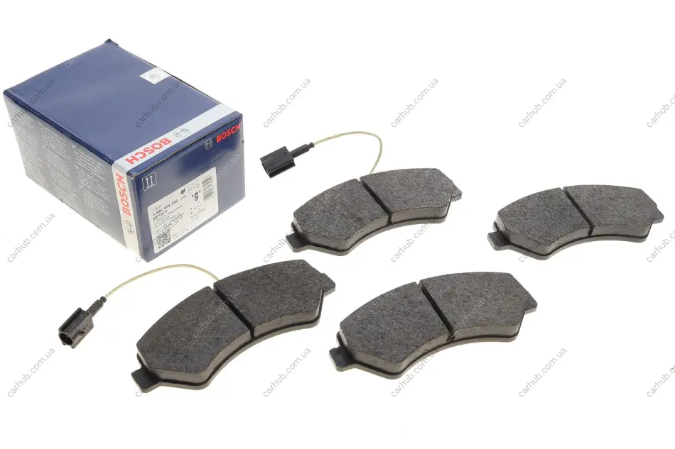 Колодки гальмівні (передні) Citroen Jumper/Fiat Ducato/Peugeot Boxer 2.0-3.0HDi 06- R16(з датчиком) BOSCH 0 986 494 799 (фото 1)