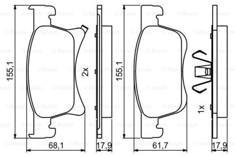 Колодки гальмівні (передні) Opel Corsa E 14- 0 986 494 823 BOSCH 0986494823