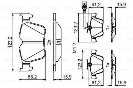 Колодки гальмівні (задні) Audi A3 2.5 RS 15- 0 986 494 835 BOSCH 0986494835