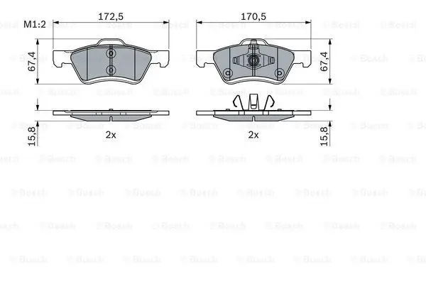 Комплект гальмівних колодок передн, FORD MAVERICK FORD USA ESCAPE GMC ENVOY MAZDA TRIBUTE 2.3/3.0/4.2 03.00- BOSCH 0 986 494 960 (фото 1)