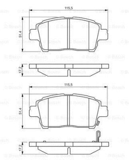 Колодки гальмівні (передні) Toyota Corolla 01-08/Prius 00-04/Yaris 99-05 0 986 495 242 BOSCH 0986495242