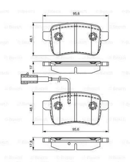 Комплект гальмівних колодок задн, ALFA ROMEO GIULIETTA 1.4-2.0D 04.10-12.20 BOSCH 0 986 495 305