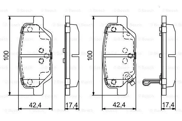 Комплект гальмівних колодок задн (з шумопоглинаючою пластиною), FIAT TIPO 1.0-1.6D 10.15- BOSCH 0 986 495 393 (фото 1)