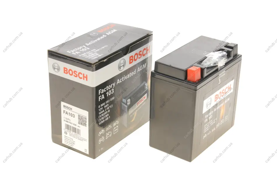 Акумуляторна батарея 9Ah/100A (135x75x139/+L/B0) (AGM) Factory Activated AGM BOSCH 0 986 FA1 030 (фото 1)