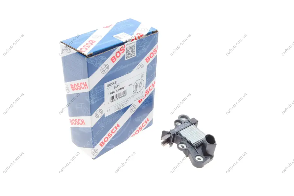 Регулятор напруги (14V, 150A) CITROEN JUMPER III FORD RANGER, TOURNEO CUSTOM V362, TRANSIT, TRANSIT CUSTOM V362, TRANSIT TOURNEO, TRANSIT V363 PEUGEOT BOXER 2.2D/3.2D 04.06- BOSCH 1 986 AE0 031 (фото 1)