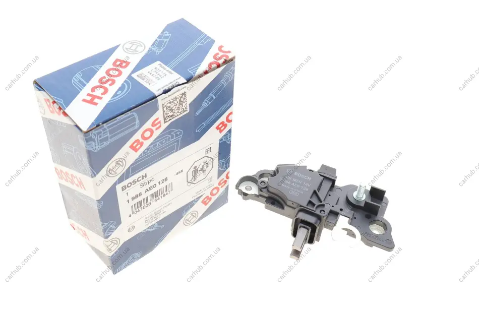 Регулятор напруги (14V) IVECO DAILY II, DAILY III ALFA ROMEO 159, MITO, SPIDER FIAT 500, 500 C, CROMA, DOBLO, DOBLO CARGO, DUCATO, FIORINO, GRANDE PUNTO, IDEA, LINEA, PALIO, PANDA 1.0-2.8D 04.88- BOSCH 1 986 AE0 128 (фото 1)