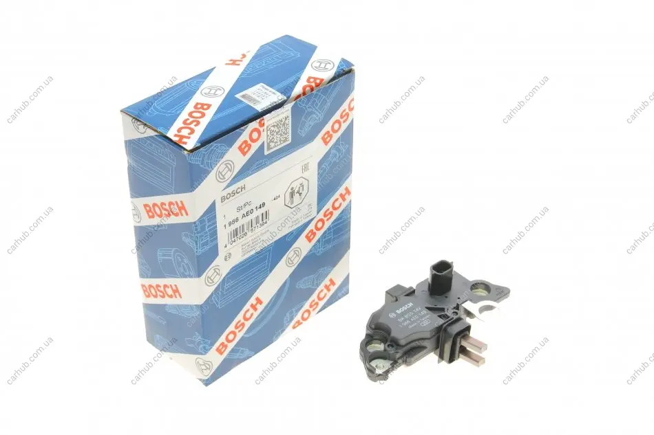 Регулятор напруги (150A) RENAULT CLIO III, GRAND SCENIC II, GRAND SCENIC III, KANGOO BE BOP, KANGOO EXPRESS, KANGOO II, LAGUNA II, MEGANE, MEGANE II, MEGANE III, MODUS, SCENIC II 1.5D-2.0 11.02- BOSCH 1 986 AE0 149 (фото 1)