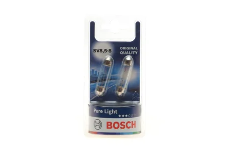 Лампа (упаковка-блістер 2шт) C10W 12В 10Вт SV8,5-8 Pure Light BOSCH 1 987 301 014