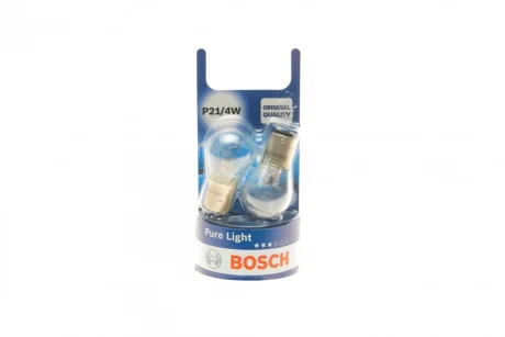 Лампа (упаковка-блістер 2шт) P21/4W 12В 4/21Вт BAZ15D основна лампа Pure Light BOSCH 1 987 301 015