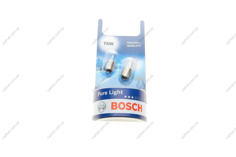 Лампа (упаковка-блістер 2шт) T4W 12В 4Вт BA9S основна лампа Pure Light BOSCH 1 987 301 023 (фото 1)