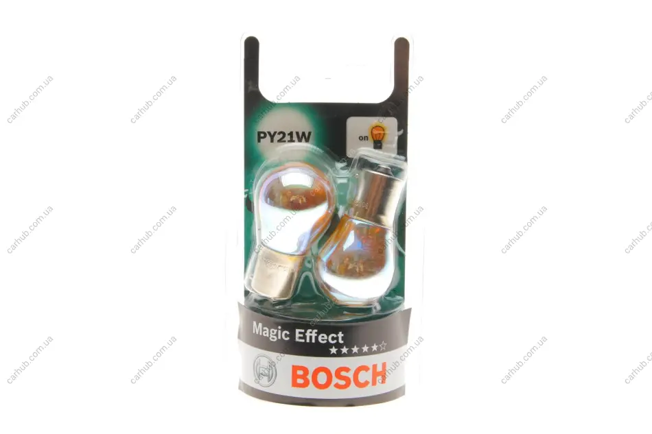 Лампа (упаковка-блістер 2шт) PY21W 12В 21Вт BAU15S основна лампа Magic Effect, Помаранчевий BOSCH 1 987 301 025 (фото 1)