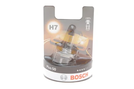 Лампа (упаковка-блістер 1шт) H7 12В 55Вт PX26D Plus 50% BOSCH 1 987 301 042