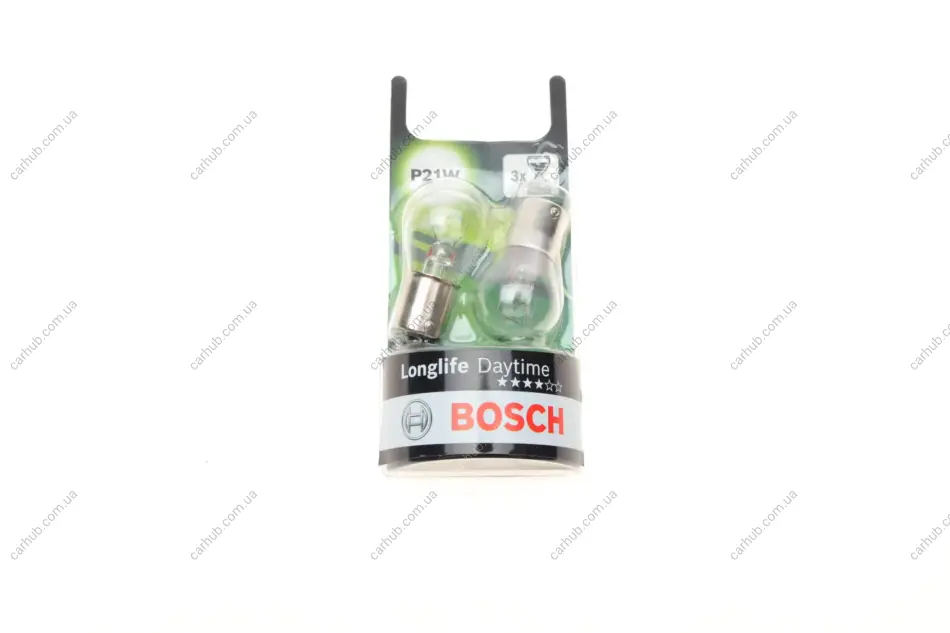 Лампа (упаковка-блістер 2шт) P21W 12В 21Вт BA15S основна лампа Longlife Daytime BOSCH 1 987 301 050 (фото 1)