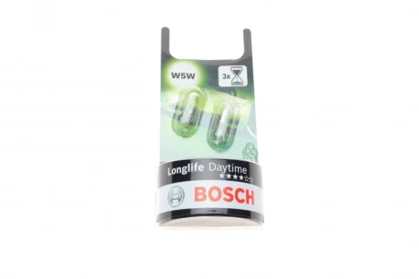 Лампа (упаковка-блістер 2шт) W5W 12В 5Вт W2,1X9,5D Longlife Daytime BOSCH 1 987 301 052