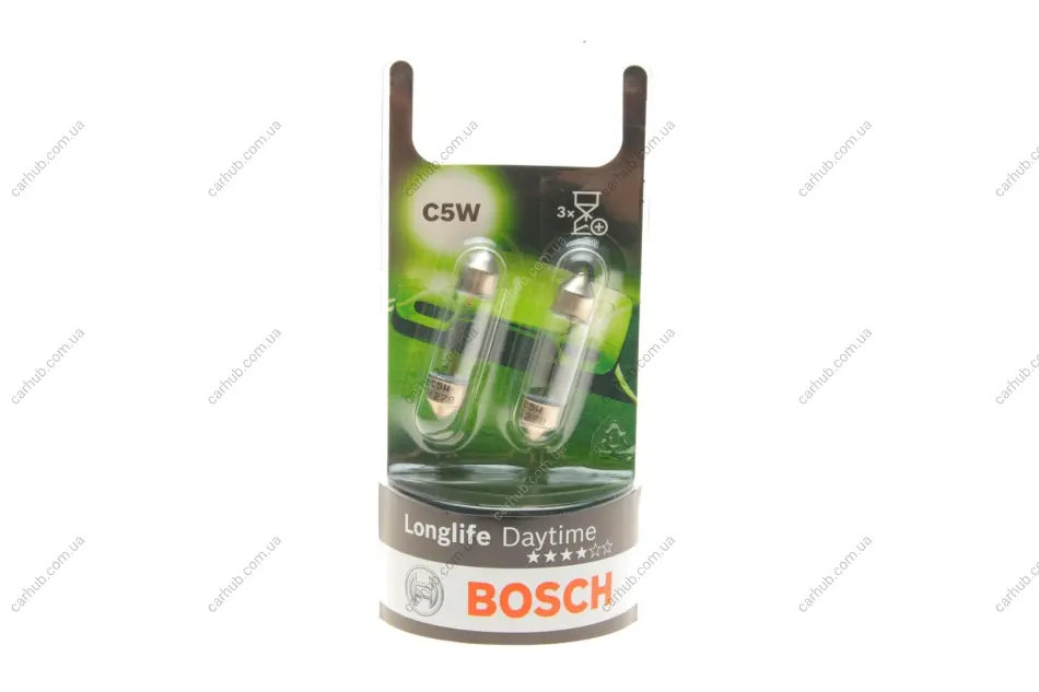 Лампа (упаковка-блістер 2шт) C5W 12В 5Вт 2х довший термін служби Longlife Daytime BOSCH 1 987 301 060 (фото 1)