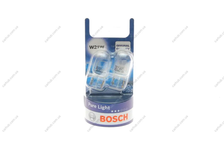 Лампа (упаковка-блістер 2шт) W21W 12В 21Вт W3X16D Pure Light BOSCH 1 987 301 096 (фото 1)