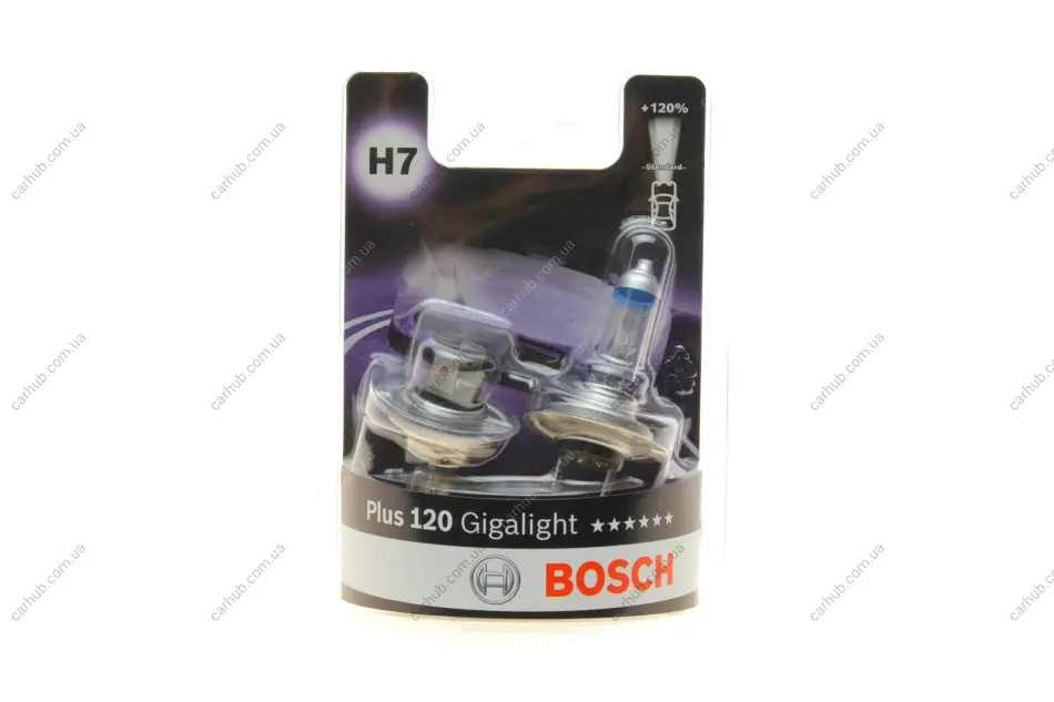 Лампа (Набір 2шт) H7 12В 55Вт PX26D до 120% більшої яскравості Gigalight Plus 120% BOSCH 1 987 301 426 (фото 1)