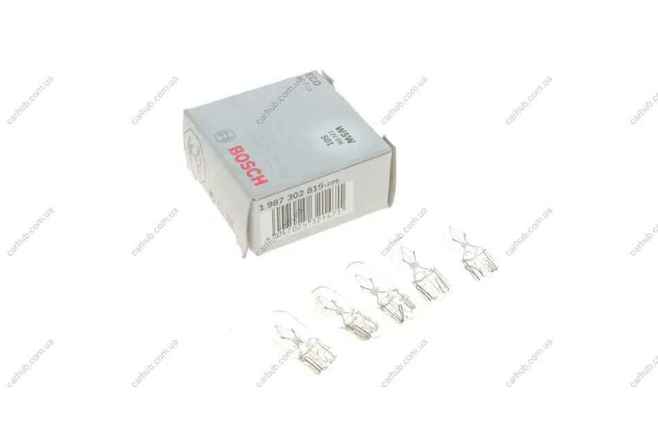 Автолампа W5W 12V 5W W2.1x9.5d Eco BOSCH 1 987 302 819 (фото 1)
